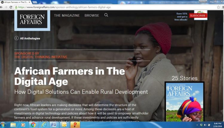 Picture of African farmers in the digital age story on Foreignaffairs.com