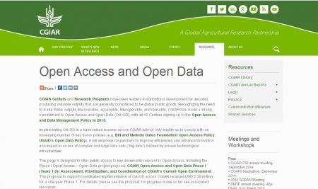 Picture of Open Access and Open Data on CGIAR.org website