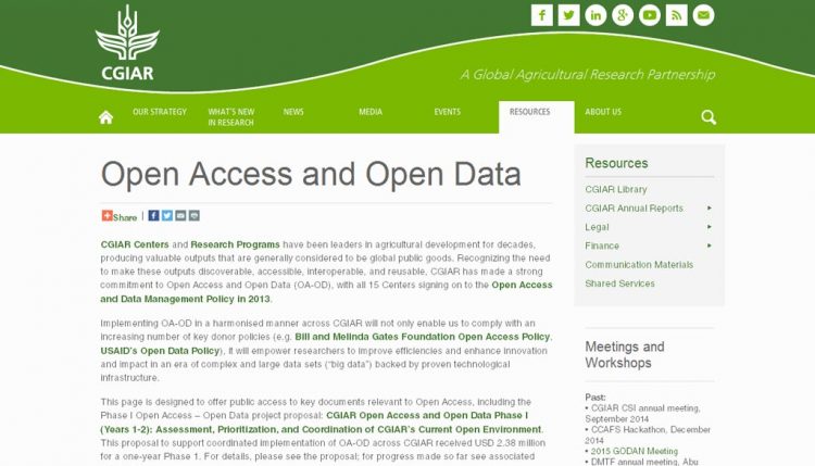 Picture of Open Access and Open Data on CGIAR.org website