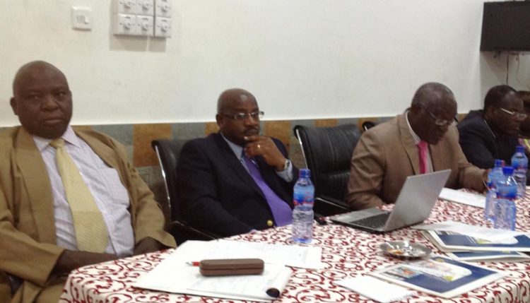 Picture of SARD-SC Maize Commodity Specialist Sam Ajala (leftmost) and Steve Kiingi during the launch.