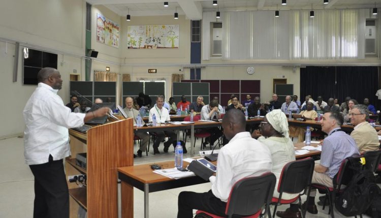 Picture of IITA DG Nteranya Sanginga talks about how to increase cassava productivity.