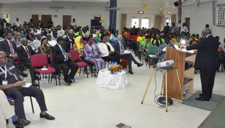 Picture of Dr Kanayo F. Nwanze addresses the staff and guests during the 50th anniversary launch program, 19 October, IITA, Ibadan, Nigeria.