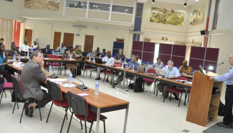 Picture of Cassava Breeder Peter Kulakow making a presentation during one of the sessions.