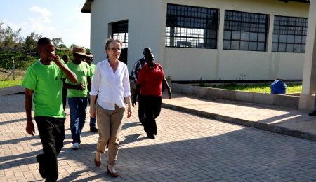 Picture of Ylva touring the Agripreneurs’ processing and training center in Dar es Salaam, Tanzania.