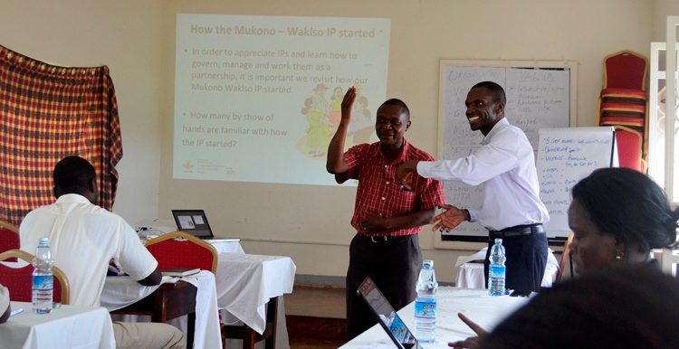 Picture of Mukulu making a presentation at one of the IP workshops.