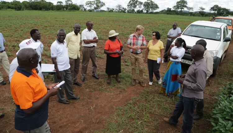 Picture of Africa RISING management team delegation in Zambia during a visit to Good Nature Seed Ltd.