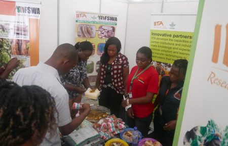 Picture of visitors thronged to the IITA exhibition stand