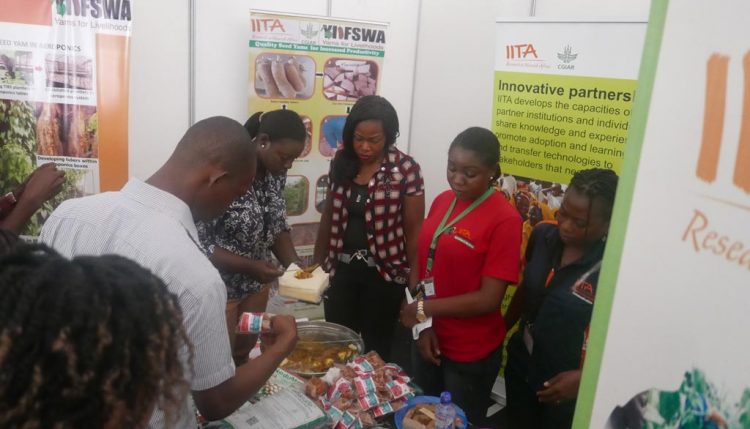 Picture of visitors thronged to the IITA exhibition stand