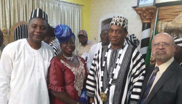 Picture of Godwin Atser, Toyin Oke, His Royal Highness, Tor Tiv, Prof James Ayatse; and DDG Dashiell in Benue state.