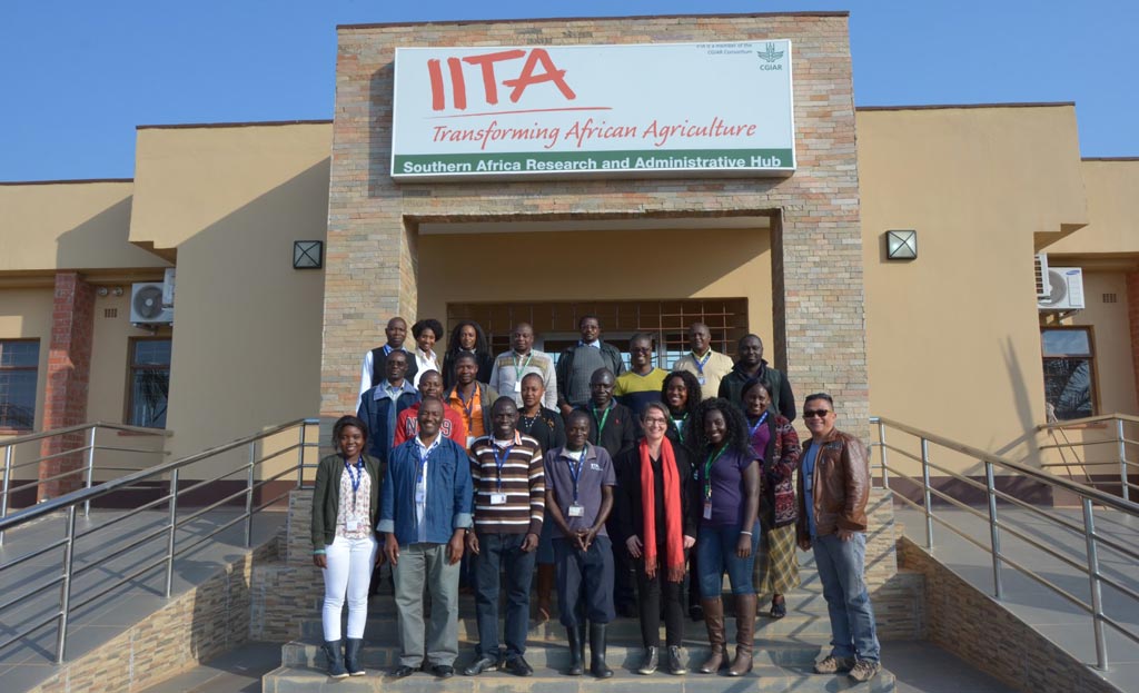Picture of IITA-Zambia staff with the DDG-R4D.