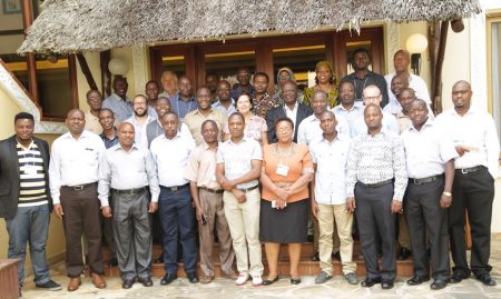 Picture of Africa RISING – NAFAKA project partners pose for a group photo during the end-of-phase meeting. Photo by Gloriana Ndibalema, IITA.