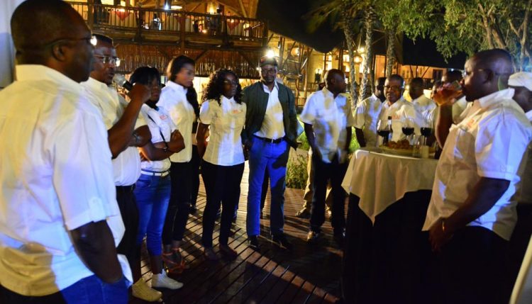 Picture of Dr Chikoye addressing SARAH staff during the IITA@50 cocktail celebration.