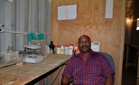 Picture of Mr Kawalewale in his inoculant production lab.