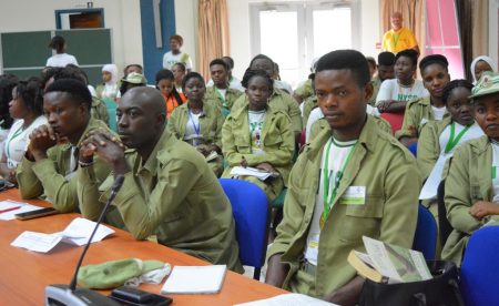 Picture of corpers attentively listening to the motivational speakers.