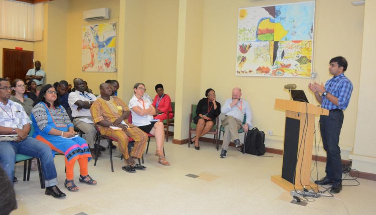 Picture of Lava Kumar giving a presentation during the Phytosanitary Awareness Week in IITA, Ibadan,Nigeria.