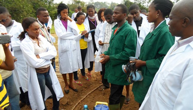 Picture of youth entrepreneurs being trained for engagement in agribusiness.