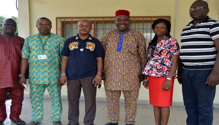Chairman, Onne Community Development Commitee (3rd from the left) with Richardson Okechukwu (3rd from right) and IITA Onne staff.