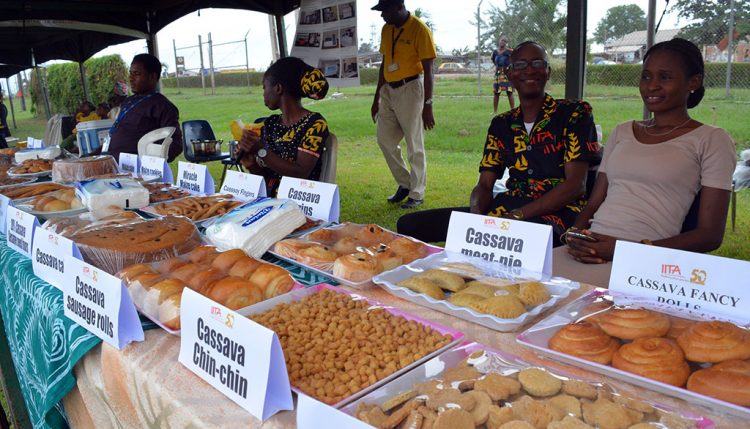 Cassava products on display at the Cassava Unit exhibition stand.