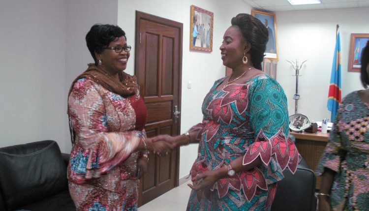 Picture of Charlotte Sanginga (left) with Her Excellency, Minister Chantal Safou.