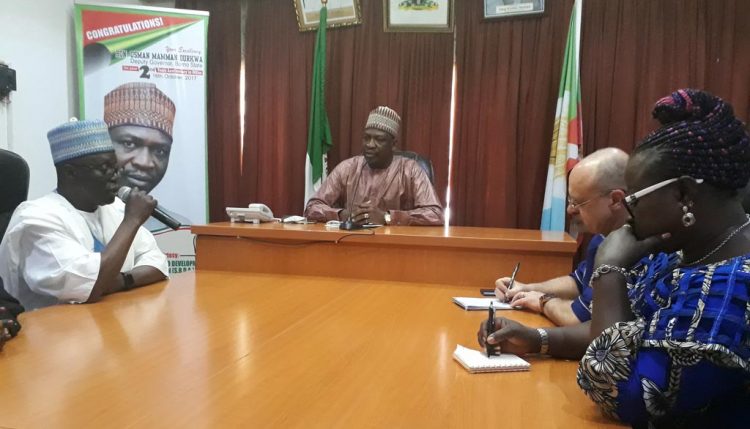 Picture of Dr Kenton Dashiell and party being received by the Deputy Governor of Borno State and taken on a tour of surroundings.