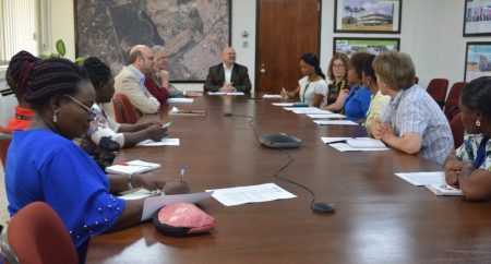 Picture of The Dutch Ambassador and his team in a discussion with some key IITA staff