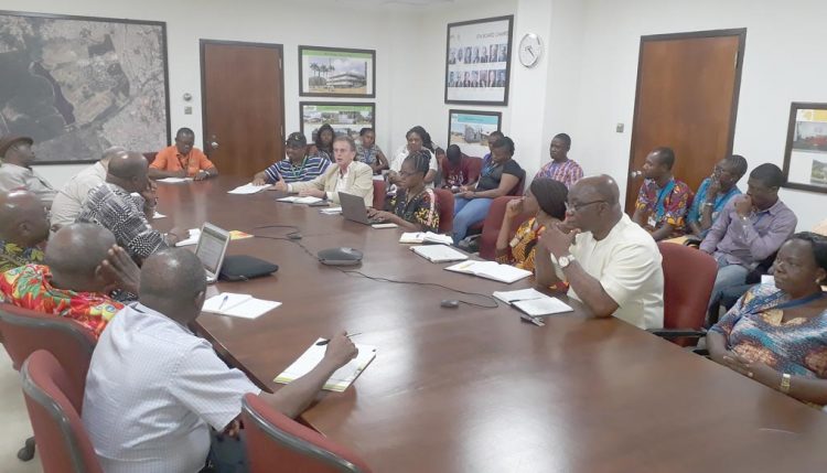 Picture of DG Sanginga meeting with P4D directorate staff in the IITA Boardroom