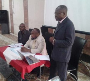 Picture of IITA Country Representative, Nzola-Meso Mahungu (standing), presenting at the workshop
