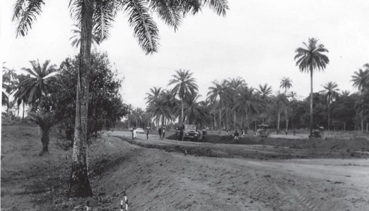 Picture of the entrance to IITA under construction in 1968.