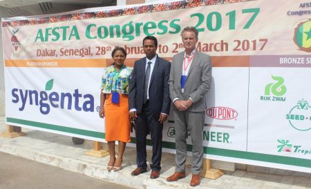 Picture of IITA representatives at the 17th annual congress of the AFSTA in Senegal.