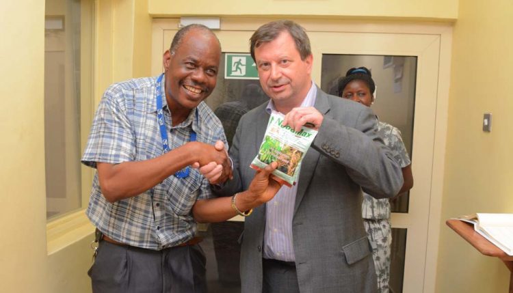 Picture of His Excellency receives a NoduMax souvenir from Plant Manager, Ayodele Alonge.
