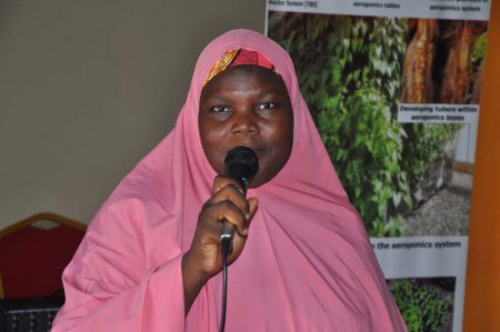 Picture of Aisha Abubakar, CAY-SEED beneficiary, sharing her experience and its impact on her life.