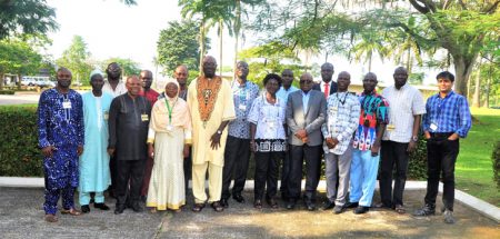 Photograph of the key stakeholders of YIIFSWA II project during a workshop at IITA