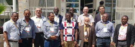 Picture of Team of CGIAR scientists with IITA DDG-P4D, Kenton Dashiell (front row, 3rd from right). Photo by Paul DemoCIP.